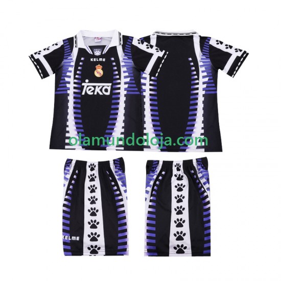 Camisola Real Madrid 1997 Retro Criança Equipamento Terceiro 1998 Manga Curta